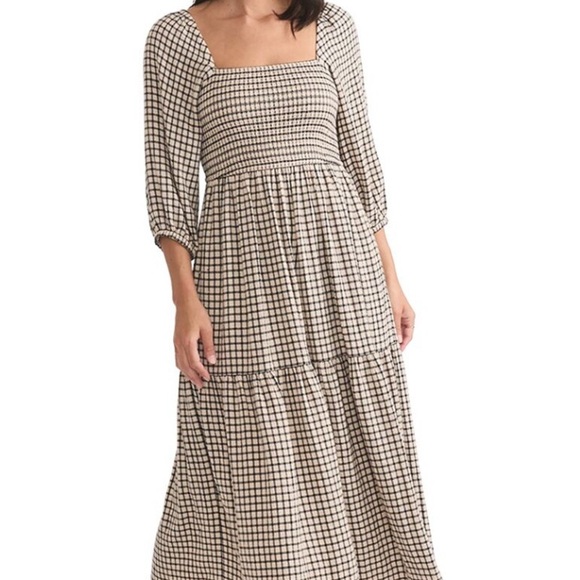 Marine Layer Ivy Smocked Dress (Windowpane) NWT - Picture 2 of 4